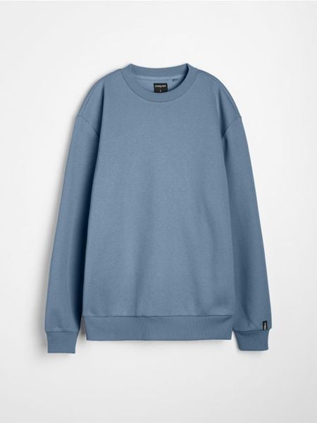 Bluza crewneck basic z domieszką bawełny - niebieski. Niebieskie bluzy bez kaptura Sinsay, l, bez wzorów, z bawełny, bez kaptura. Za 29.99 zł.