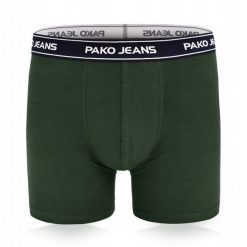 Bawełniane, Klasyczne Bokserki Męskie - Pako Jeans - Ciemnozielone. Zielone bokserki Pako Jeans, l, bez wzorów, z bawełny. Za 33.00 zł.