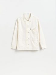 Koszula comfort z bawełny egipskiej i domieszki lnu - złamana biel. Koszule Reserved, l, bez wzorów, z bawełny, bez kołnierzyka, bez ramiączek. Za 179.99 zł.