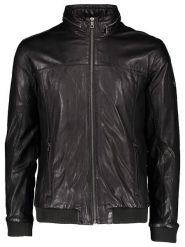 Bugatti Skórzana kurtka w kolorze czarnym rozmiar: 52. Czarne kurtki Bugatti, bez wzorów, prążkowane, bez kaptura. Za 891.99 zł.