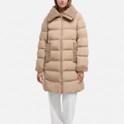 Kurtka GEOX W VILDE Jasnobrązowy. Brązowe kurtki Geox, bez wzorów, z tkaniny, bez kaptura. Za 654.99 zł.
