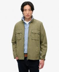 Superdry Kurtka Essentials Zip Thru z bawełny. Zielone kurtki Superdry, m, bez wzorów, z bawełny, bez kaptura. Za 389.90 zł.