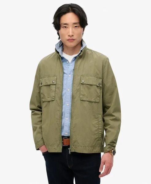 Superdry Kurtka Essentials Zip Thru z bawełny. Zielone kurtki Superdry, m, bez wzorów, z bawełny, bez kaptura. Za 370.50 zł.