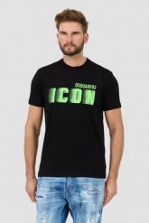 DSQUARED2 Czarny t-shirt Icon Blur Cool Fit Tee. Czarne t-shirty Dsquared2, l, bez wzorów, bez kołnierzyka, bez ramiączek. W wyprzedaży za 699.99 zł.