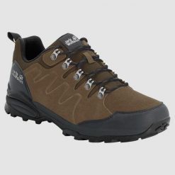 Buty trekkingowe męskie Jack Wolfskin Refugio Texapore. Brązowe buty trekkingowe Jack Wolfskin, bez wzorów, z gumy, bez zapięcia, trekkingowe. Za 636.00 zł.