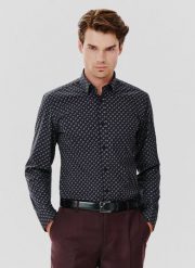 PAKO LORENTE – Koszula męska we wzorki długi rękaw. Koszule Pako Lorente, m, bez wzorów, z bawełny, bez kołnierzyka, bez ramiączek. Za 199.99 zł.