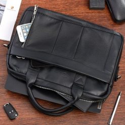 Skórzana torba na laptop duża męska pojemna premium Beltimore czarna J13. Czarne torby na laptopa . Za 439.99 zł.