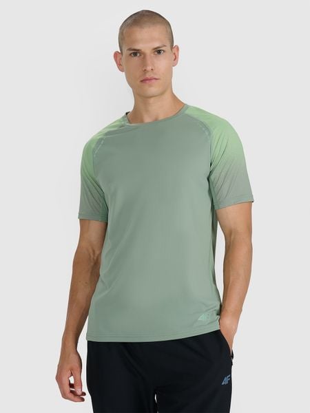 4F Koszulka do biegania w terenie szybkoschnąca męska - oliwkowa XL. Brązowe t-shirty 4F, l, bez wzorów, z materiału, bez kołnierzyka, bez ramiączek. Za 129.99 zł.