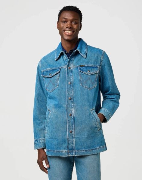 MESKA KURTKA JEANSOWA WRANGLER WRANGE JACKET IRON FORGE 112371445. Kurtki Wrangler, xl, bez wzorów, z jeansu, bez kaptura. Za 389.99 zł.