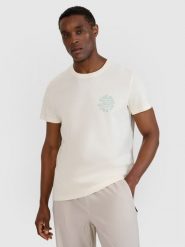 4F T-shirt regular z nadrukiem męski - biały 3XL. Białe t-shirty 4F, m, bez wzorów, z bawełny, bez kołnierzyka, bez ramiączek. W wyprzedaży za 49.99 zł.
