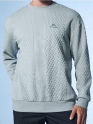 Strukturalna bluza crewneck z haftem - błękitny. Niebieskie bluzy bez kaptura Sinsay, l, bez wzorów, bez kaptura. Za 39.99 zł.