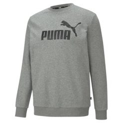 Bluza męska Puma Essential Big Logo Crew, szaro-szara. Czarne bluzy Puma, m, bez wzorów, bez kaptura. Za 249.99 zł.