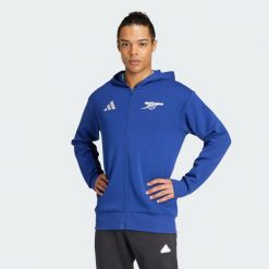 Bluza Arsenal Anthem. Niebieskie bluzy z kapturem Adidas, s, bez wzorów, z materiału, z kapturem. Za 449.00 zł.