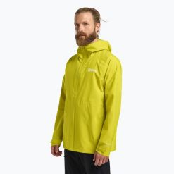 Kurtka przeciwdeszczowa męska Jack Wolfskin Prelight 2.5L LT. Żółte kurtki przeciwdeszczowe Jack Wolfskin, l, bez wzorów, bez kaptura. Za 559.99 zł.