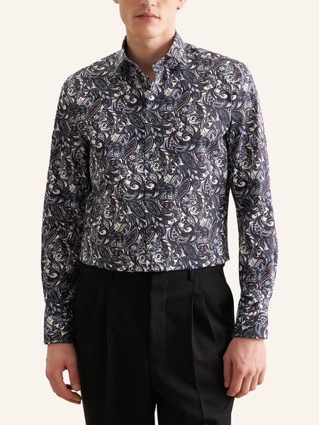 Seidensticker Koszula - Slim fit - ze wzorem rozmiar: 44. Koszule Seidensticker, bez wzorów, z bawełny, bez kołnierzyka, bez ramiączek. Za 105.14 zł.