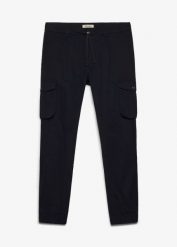 Spodnie bojówki regular fit z czystej bawełny, tapered fit. Czarne joggery i bojówki bonprix, m, bez wzorów, z bawełny. Za 149.99 zł.