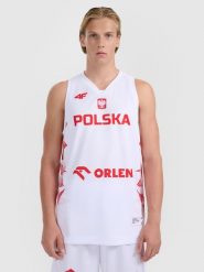 4F Koszulka reprezentacyjna z możliwością personalizacji męska 4F x PZKOSZ - biała 4XL. Białe t-shirty 4F, l, bez wzorów, z materiału, bez kołnierzyka, bez ramiączek. W wyprzedaży za 139.99 zł.