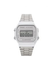 Casio Zegarek Vintage A168WEM-7EF Srebrny. Szare, cyfrowe zegarki Casio, srebrne. Za 219.99 zł.