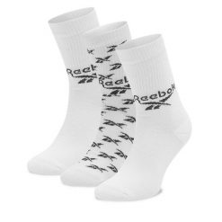Zestaw 3 par wysokich skarpet unisex Reebok. Białe skarpety Reebok, bez wzorów. Za 54.99 zł.