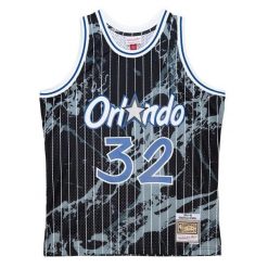 Marmurowa koszula Orlando Magic NBA Team Swingman 1994/95. Czarne koszule Mitchell & Ness, bez wzorów, z poliesteru, bez kołnierzyka, bez ramiączek. Za 636.50 zł.
