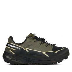 Buty do biegania Salomon. Zielone buty do biegania Salomon, bez wzorów, z gore-texu, bez zapięcia, do biegania, gore-tex. Za 529.99 zł.