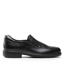 Półbuty ECCO. Czarne eleganckie półbuty ecco, bez wzorów, bez obcasa, bez zapięcia. Za 729.99 zł.