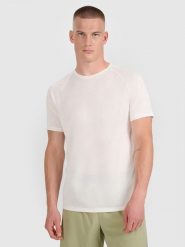 4F Koszulka w kolorze kremowym do biegania rozmiar: XL. Brązowe t-shirty sportowe 4F, bez wzorów, z materiału, bez ramiączek, do biegania. Za 81.95 zł.