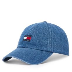 Czapka z daszkiem Tommy Jeans. Niebieskie czapki z daszkiem Tommy Jeans, bez wzorów, z jeansu. Za 209.99 zł.