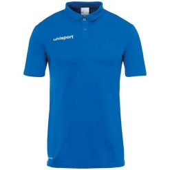 Polo Uhlsport Essential. Niebieskie koszulki polo Uhlsport, bez wzorów, bez kołnierzyka, bez ramiączek, do piłki nożnej. Za 147.50 zł.