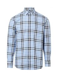 Nils Sundström Męska koszula casual Mężczyźni Regular Fit Bawełna niebieski, S. Niebieskie koszule Nils Sundström, m, bez wzorów, z bawełny, bez kołnierzyka, bez ramiączek. Za 199.95 zł.