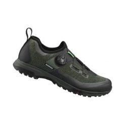 Buty Shimano SH-ET701. Zielone buty turystyczne Shimano, bez wzorów, z materiału, bez zapięcia, rowerowe. Za 729.90 zł.