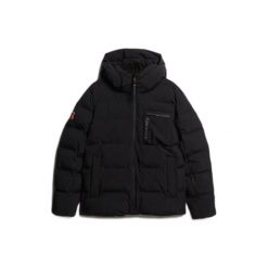 Kurtka z kapturem Superdry. Czarne kurtki narciarskie i snowboardowe Superdry, m, bez wzorów, z puchu, narciarskie. Za 1,309.25 zł.