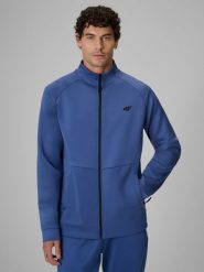 4F Bluza treningowa regular bez kaptura męska - niebieska XXL. Niebieskie bluzy 4F, l, bez wzorów, bez kaptura. Za 199.99 zł.
