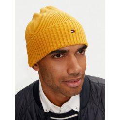 Czapka Tommy Hilfiger. Żółte czapki zimowe Tommy Hilfiger, bez wzorów. Za 199.99 zł.