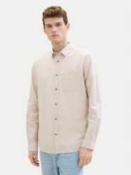 Tom Tailor Koszula 1040141 Beżowy Regular Fit. Brązowe koszule Tom Tailor, l, bez wzorów, z bawełny, bez kołnierzyka, bez ramiączek. Za 119.99 zł.