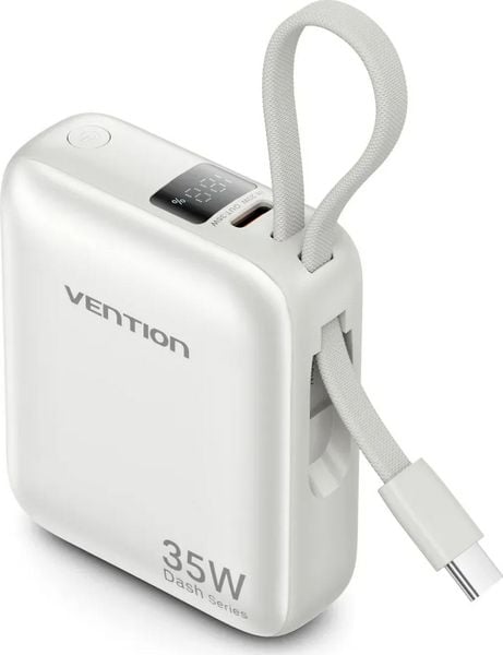 Vention 10000mAh 35W PD z wbudowanym kablem USB-C beżowy. Brązowe powerbanki . Za 119.90 zł.