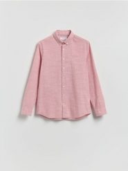 Bawełniana koszula slim fit - brudny róż. Czerwone koszule Reserved, l, bez wzorów, z bawełny, bez kołnierzyka, bez ramiączek. Za 119.99 zł.