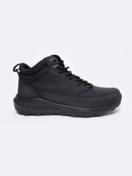Buty męskie trekkingowe ze skóry naturalnej czarne OO174501 906. Czarne buty trekkingowe BIG STAR, bez wzorów, z materiału, bez zapięcia. W wyprzedaży za 199.99 zł.