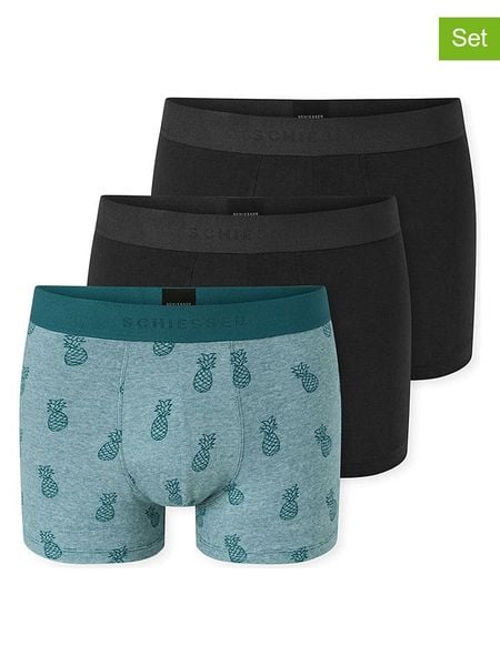Schiesser Bokserki (3 pary) w kolorze morsko-czarnym rozmiar: M. Czarne bokserki Schiesser, m, bez wzorów. Za 93.29 zł.
