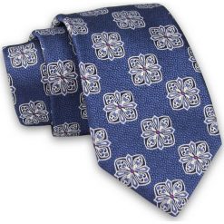 Granatowy Elegancki Męski Krawat -ALTIES- 7cm, Stylowy, Klasyczny, Szachownica, Geometryczny. Niebieskie krawaty i muchy Alties, bez wzorów, z tkaniny. Za 49.00 zł.