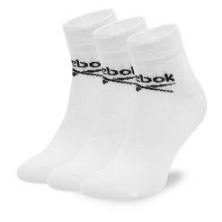 Zestaw 3 par wysokich skarpet unisex Reebok. Białe skarpety Reebok, bez wzorów. Za 44.99 zł.