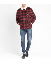 LEE WOOL LOCO SHERPA WARP RED L86DUVKG 112122644. Czerwone płaszcze Lee, l, bez wzorów, bez kaptura. Za 249.98 zł.