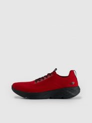 4F Niskie sneakersy sportowe VELOCORE męskie - czerwone 45. Czerwone buty sportowe casual 4F, bez wzorów, z dzianiny, bez zapięcia. Za 299.99 zł.