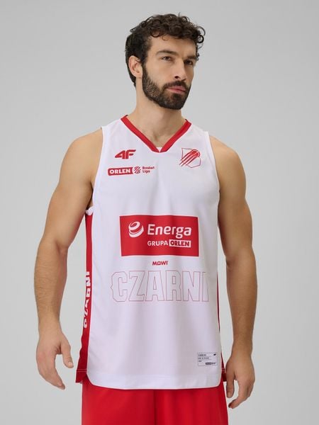 4F Koszulka meczowa replika domowa z sezonu 2025/26 męska 4F x Czarni Słupsk - biała XXL. Białe bezrękawniki 4F, m, bez wzorów, z materiału, bez kołnierzyka, bez ramiączek. Za 219.99 zł.