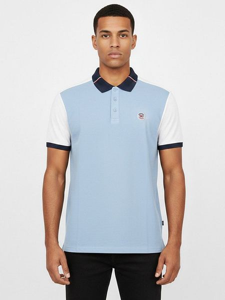 Geographical Norway Koszulka polo "Kedilim" w kolorze biało-błękitnym rozmiar: 3XL. Białe koszulki polo Geographical Norway, xl, bez wzorów, z bawełny, bez kołnierzyka, bez ramiączek. Za 91.95 zł.