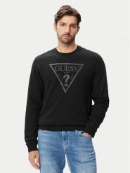 Guess Bluza M6YQ37 K4103 Czarny Slim Fit. Czarne bluzy Guess, m, z aplikacjami, z bawełny, bez kaptura. Za 344.99 zł.