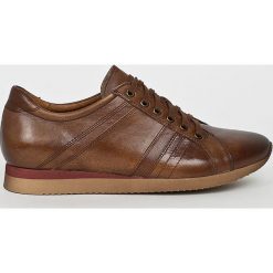 Domeno - Półbuty. Brązowe eleganckie półbuty Domeno, bez wzorów, z gumy, z okrągłym noskiem, bez obcasa, bez zapięcia. W wyprzedaży za 139.90 zł.