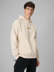 4F Bluza dresowa regular z kapturem męska - beżowa M. Brązowe bluzy z kapturem 4F, m, bez wzorów, z dresówki, z kapturem. Za 249.99 zł.