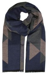 Męski Szalik z Wiskozy - Alties - Wzór Geometryczny. Niebieskie szaliki Alties, bez wzorów, z bawełny. Za 59.00 zł.