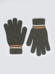 Rękawiczki męskie z kolorowym akcentem khaki Wandegorso 303. Zielone rękawiczki BIG STAR, bez wzorów, z dzianiny. Za 69.99 zł.